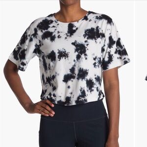 Zella Black and White Tie-Dye Crop Top Nordstrom